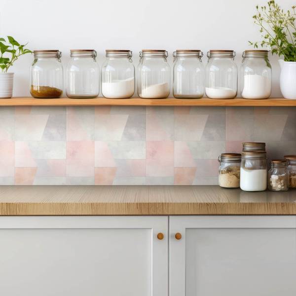 Zelfklevende Tegels Petra set van 9 beige - polyester-PVC - 30 x 30 x 1 cm