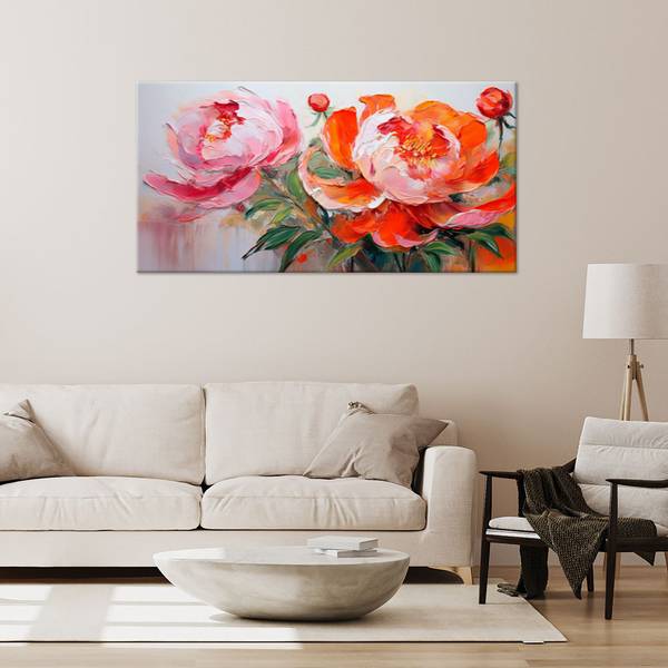 Wandbild pfingstrosen blumen 80 x 40 cm