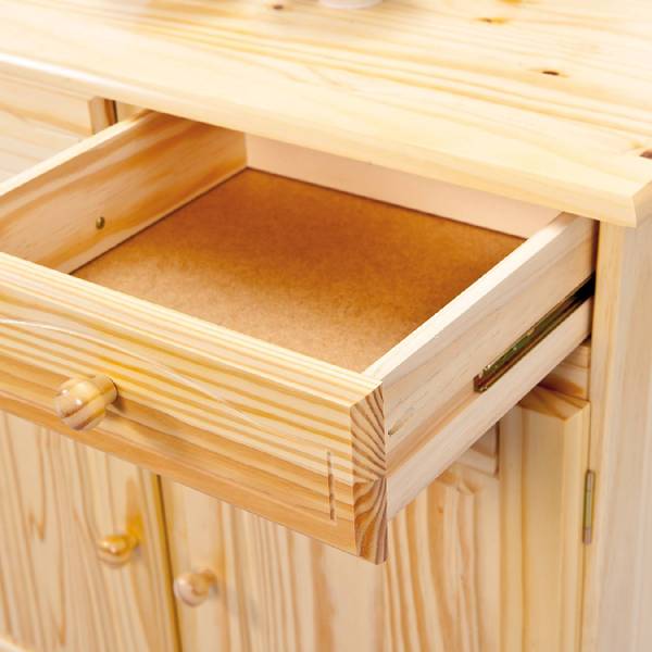 Sideboard mit drei Türen und drei Braun - Massivholz - 43 x 87 x 130 cm