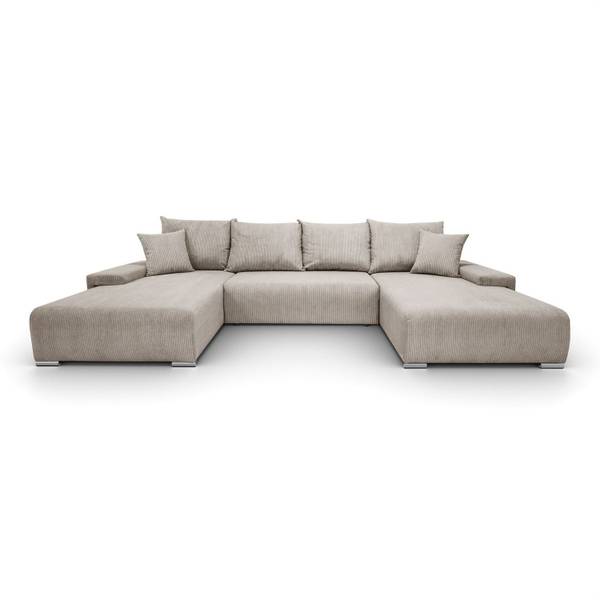 Ecksofa LAVIO U mit Schlaffunktion Beige - Polyester - 348 x 93 x 188 cm