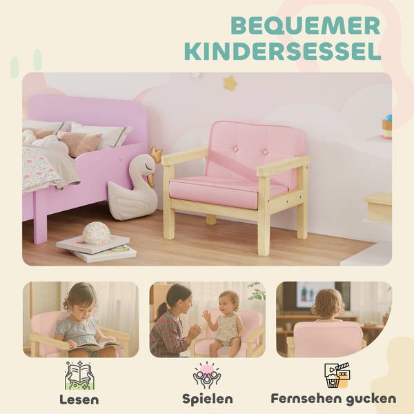 Kindersessel 310-086V00PK Pink - Cord - 44 x 45 x 47 cm