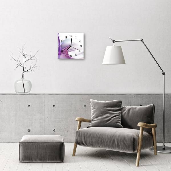 Wanduhr Abstrakt violett Violett - Glas - 30 x 30 x 1 cm