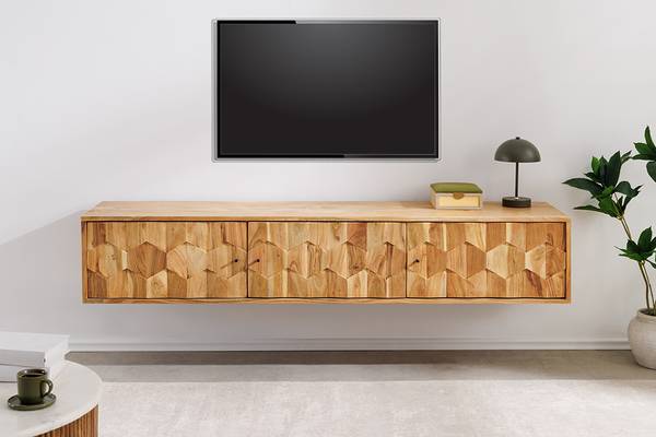 Hängendes TV-Board MYSTIC LIVING Braun - Akazie - Eisen - 160 x 30 x 35 cm