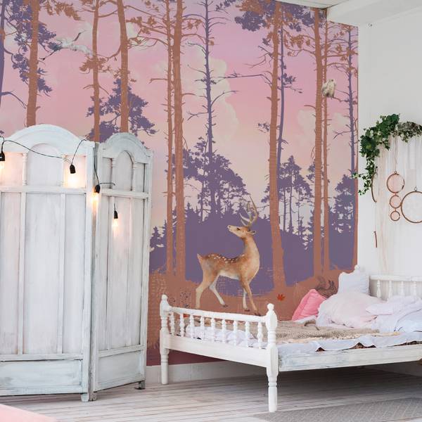 Panorama-Tapete Pikatchoune Pink - Papier - 288 x 270 x 288 cm