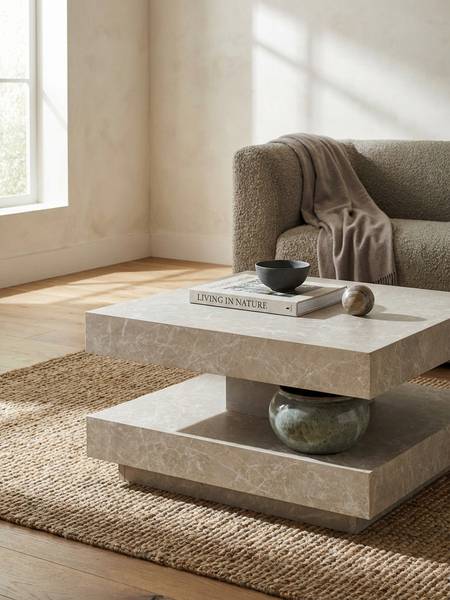 Couchtisch ROMSDAL mit Stauraum Beige