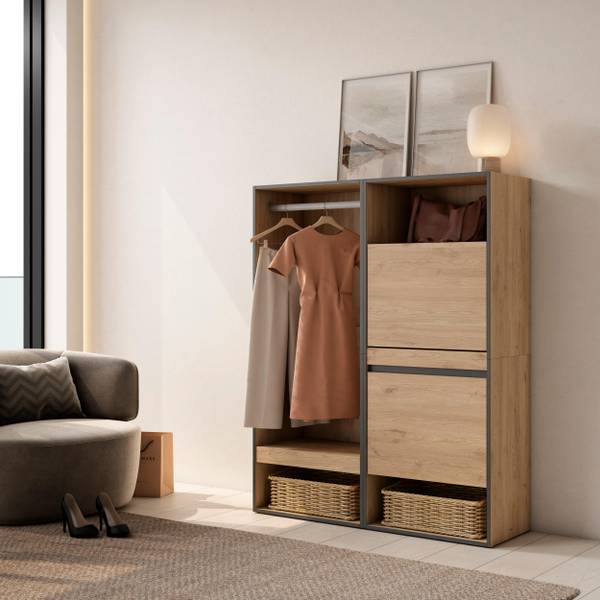 Open Kledingkast Cozy Bedroom IV eikenhout