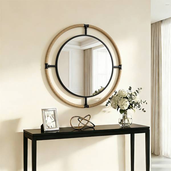 Wandspiegel Maritimer Schwarz - Metall - 80 x 80 x 2 cm