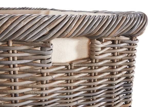 Holztrage JURI Grau - Rattan - 39 x 30 x 55 cm