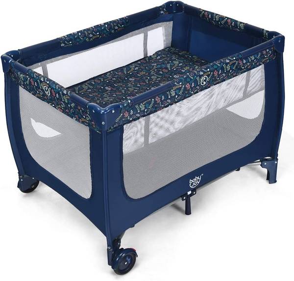 2 in 1 Reisebett klappbar Blau - Textil - 65 x 76 x 125 cm