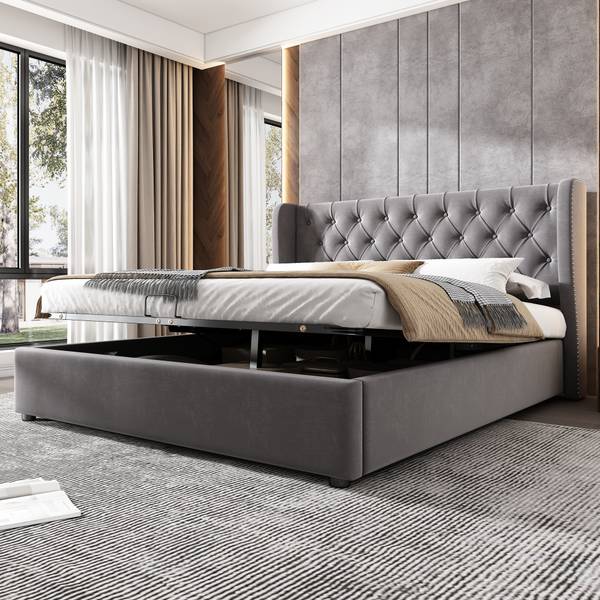 Einzelbetten K-1337 Grau - Holzwerkstoff - 146 x 99 x 197 cm