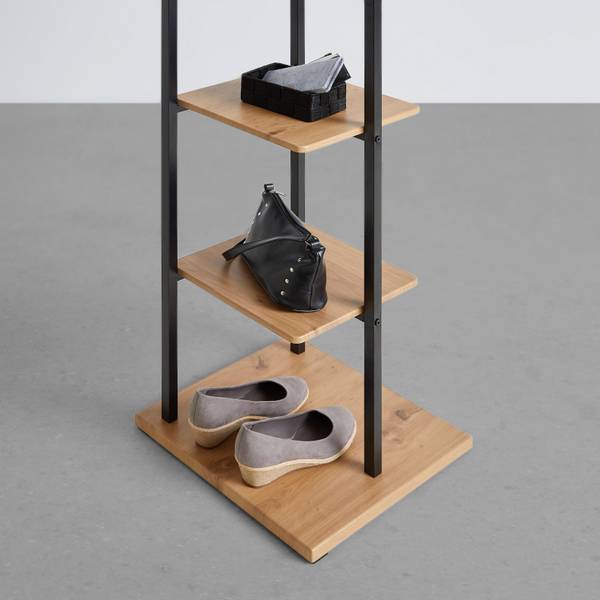 Garderobenständer LUGO Schwarz - Holzwerkstoff - Metall - 40 x 182 x 40 cm