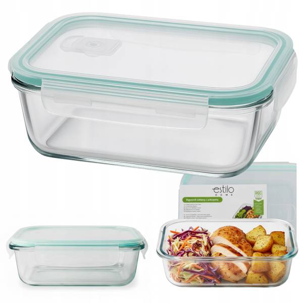 4er-Set Glas-Frischhaltedosen  Lunchbox Weiß - Glas - 23 x 8 x 18 cm