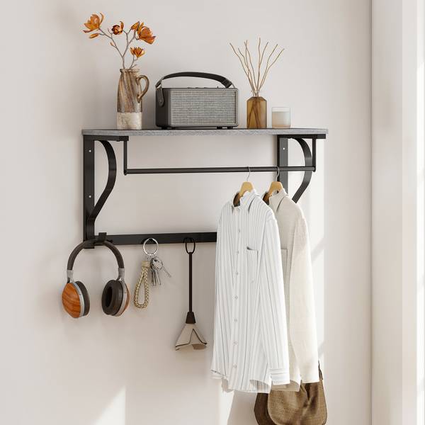 Wandgarderobe 837-607V00GY Grau - Holzwerkstoff - 25 x 36 x 70 cm