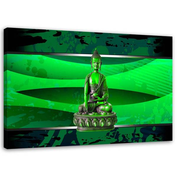Leinwandbild Grün Buddha Meditation 60 x 40 cm