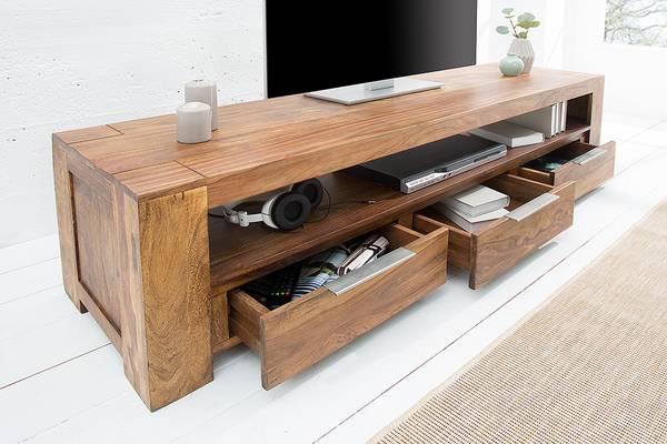TV-Board MAKASSAR Braun - Sheesham - 170 x 45 x 45 cm