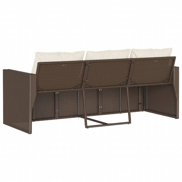 Canapé de jardin 3044725 Marron - Blanc - Acier - 177 x 68 x 70 cm