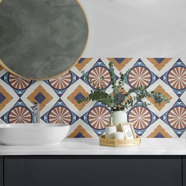 Fliesen Kreis Geo 4er Set 50 x 50 cm