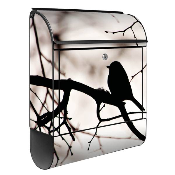 Briefkasten Stahl Früher Vogel Schwarz - Stahl - 38 x 46 x 13 cm