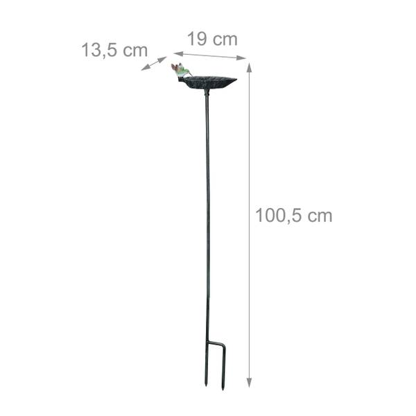 Bain d'oiseaux en fonte de fer Noir - Vert - Fonte - 14 x 101 x 19 cm