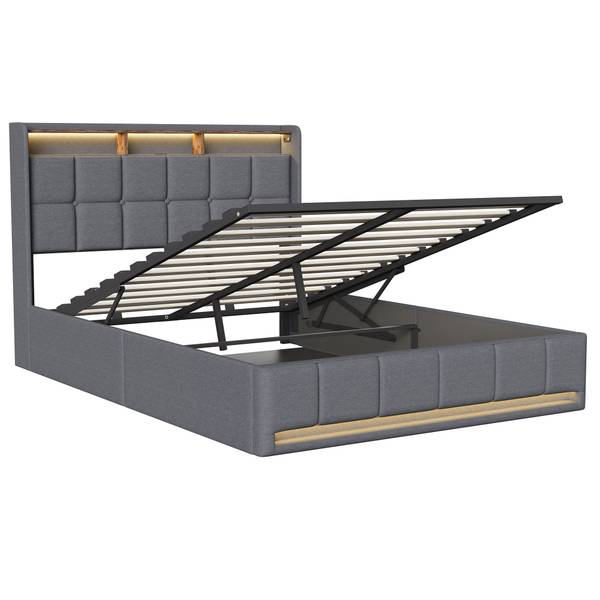 Doppelbett HXQ01 Grau - Metall - Massivholz - 164 x 110 x 218 cm