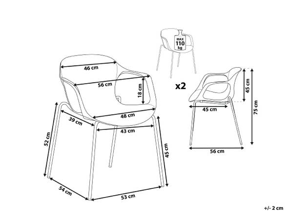 Chaise de salle à manger ELBERT Gris - Matière plastique - 56 x 75 x 56 cm