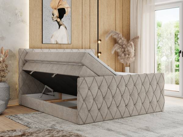 Boxspringbett MIREN KING DUO Sandbraun - Breite: 201 cm - H4