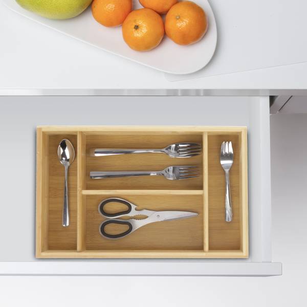 Bambus  Besteckkasten mit Tragegriff Braun - Holzverbundwerkstoff - 37 x 7 x 23 cm