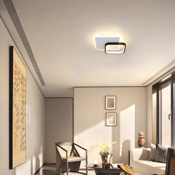 LED Deckenleuchte Vaynix Schwarz - 24 x 6 cm - Durchmesser Lampenschirm: 24 cm