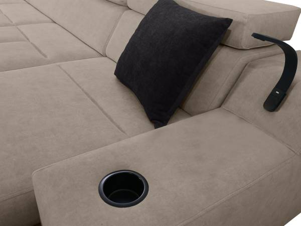 Ecksofa Alicante IV Mini Beige - Schwarz - Ecke davorstehend links