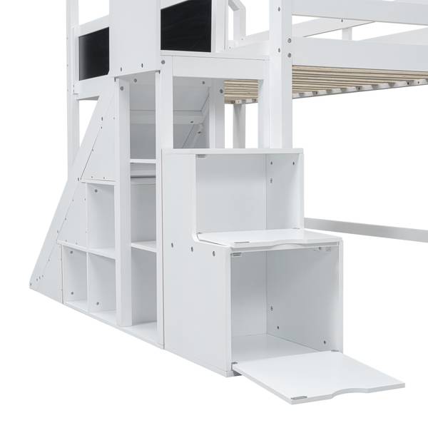 Hochbett Markus Weiß - Holzwerkstoff - Metall - 95 x 183 x 204 cm
