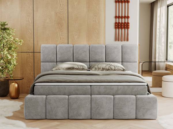 Boxbett NIRA Hellgrau - H3 - Strukturstoff - Polyester - Webstoff - Liegefläche Breite: 120 cm