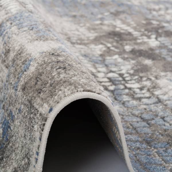 Designer Teppich Tawira Vintage Blau - Silber - Textil - 140 x 1 x 200 cm