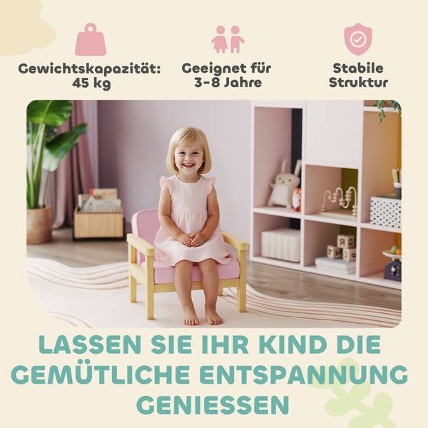 Kindersessel 310-086V00PK Pink - Cord - 44 x 45 x 47 cm