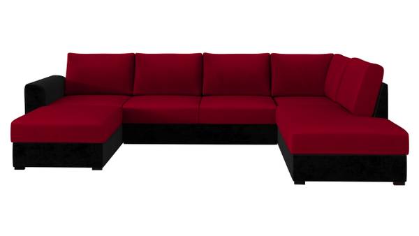Wohnlandschaft Wilma 12 Schwarz - Rot - Ecke davorstehend rechts