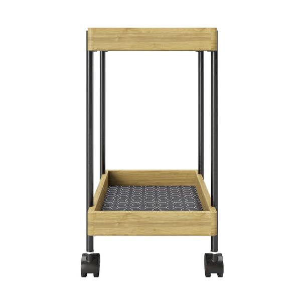 PLAYBOY Rolltisch NANCY Schwarz - Braun - Holzwerkstoff - Metall - Kunststoff - 46 x 57 x 30 cm