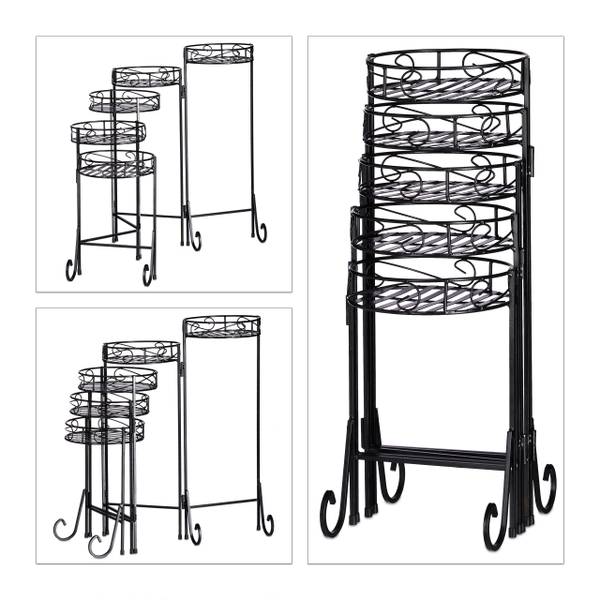 Plantenrek metaal 5 etages zwart - ijzer - 125 x 65 x 23 cm