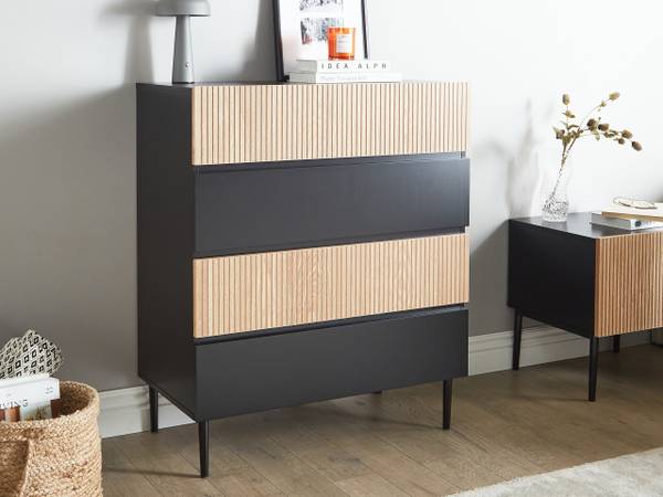 Commode BLYTHE zwart - bruin - plaatmateriaal op houtbasis - 80 x 95 x 40 cm