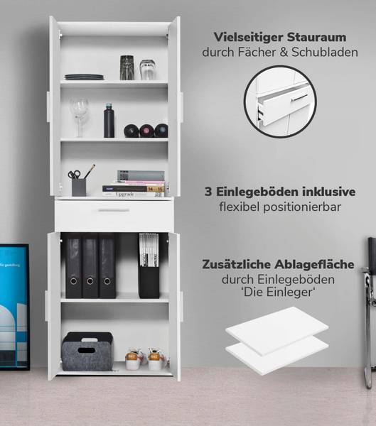 Mehrzweckschrank 2-teilig Besenschrank Weiß