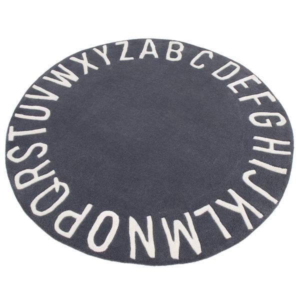 Kurzflorteppich Alphabet Grau