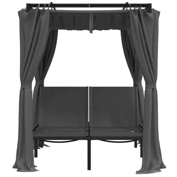 Ligbed Met Gordijnen 313930 grijs - staal - 153 x 204 x 207 cm