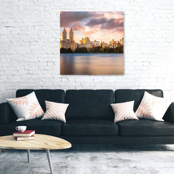Wandbild Sonnenuntergang über der Stadt 60 x 60 cm