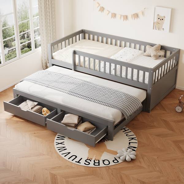 Kinderbett Dioscuri Ⅰ Grau - Breite: 95 cm