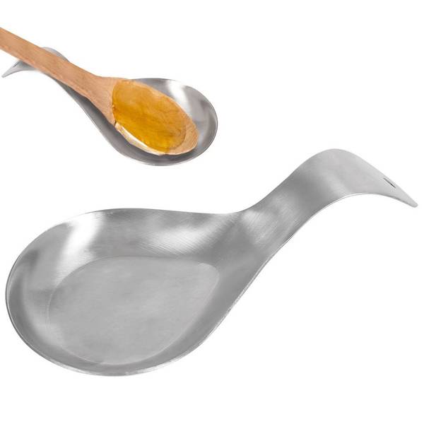 Löffelablage Silber - Edelstahl - 10 x 5 x 24 cm