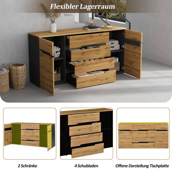 Sideboards Moonbow Braun - Holzwerkstoff - 160 x 80 x 40 cm