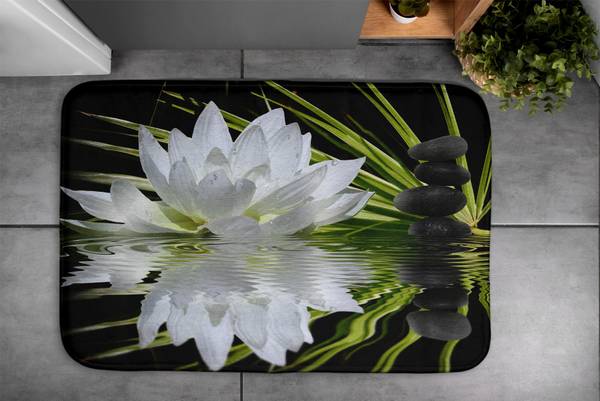 Badteppich Seerose Schwarz - Textil - 90 x 60 x 90 cm