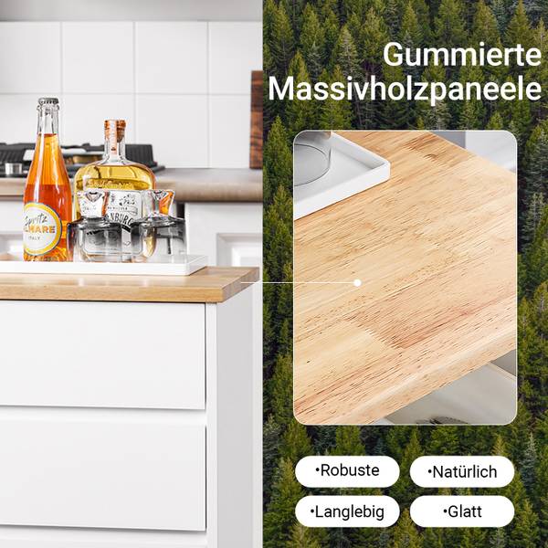 Küchenwagen FKW123-WN Weiß - Holzwerkstoff - 72 x 84 x 40 cm