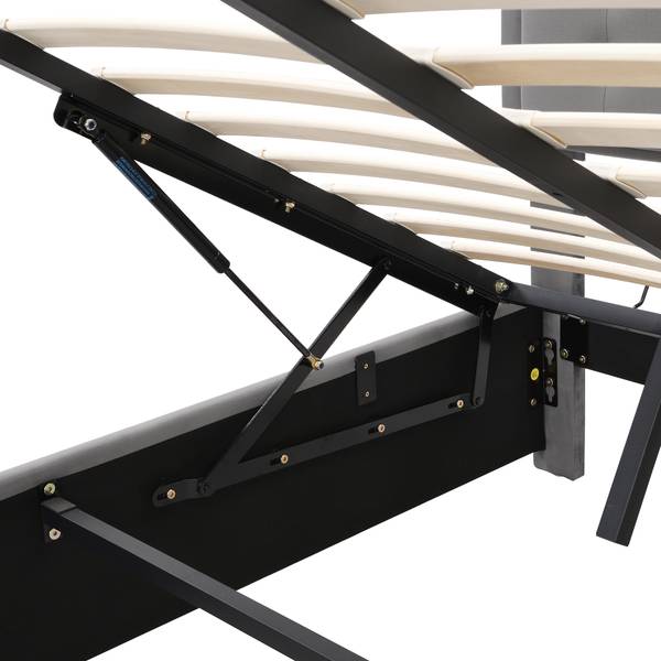 Doppelbett Apollo Ⅶ Grau - Polyester - Samt - Kiefer - Stahl - 145 x 101 x 200 cm