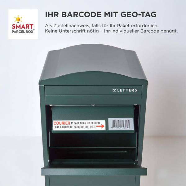 Großer Paketbriefkasten gebogenem Dach Grün