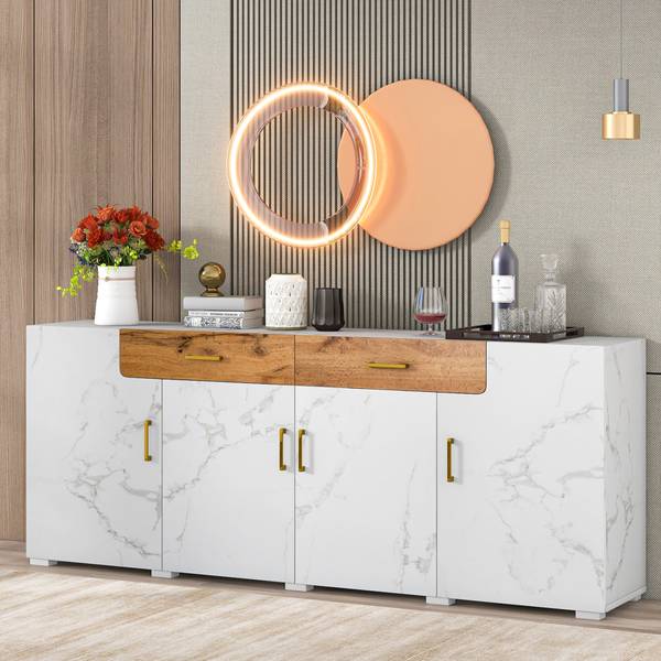 Sideboard Emma Weiß - Holzwerkstoff - Metall - 208 x 80 x 39 cm