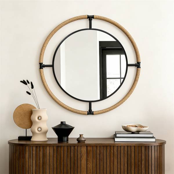 Wandspiegel Maritimer Schwarz - Metall - 80 x 80 x 2 cm